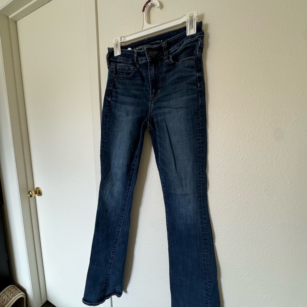 american eagle women’s large navy jeans stretch boot cut